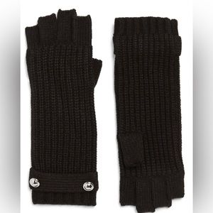 MICHAEL KORS Access Ribbed Fingerless Gloves - Black NWT